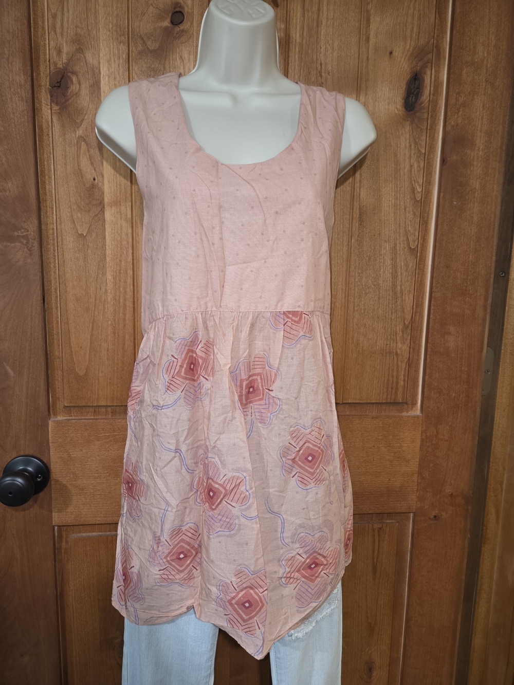 Sleeveless‎ Pink Floral Tunic Top/dress